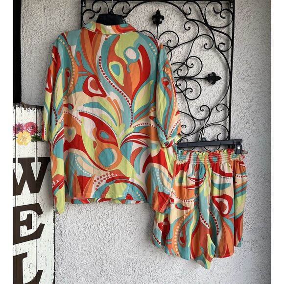 Jessica Simpson Bathing Suit Cover Up Shorts Set - XL - Multicolored - Picture 4 of 9